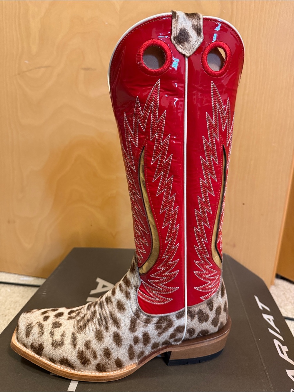Ariat Ladies Futurity Fort Worth Leopard and Red Western Boot Futurity Fort